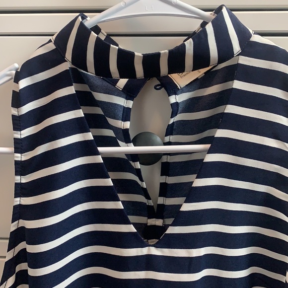High Neck navy and white top - Picture 2 of 3